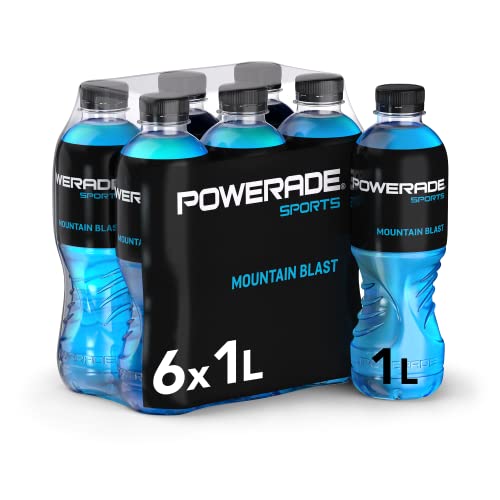 Powerade Sports Mountain Blast  kalorienarmes Sport Getränk mit Fruchtmix-Geschmack  mit Elektrolyten  Sport Drink in stylischen Einweg Flaschen (6 x 1000 ml)