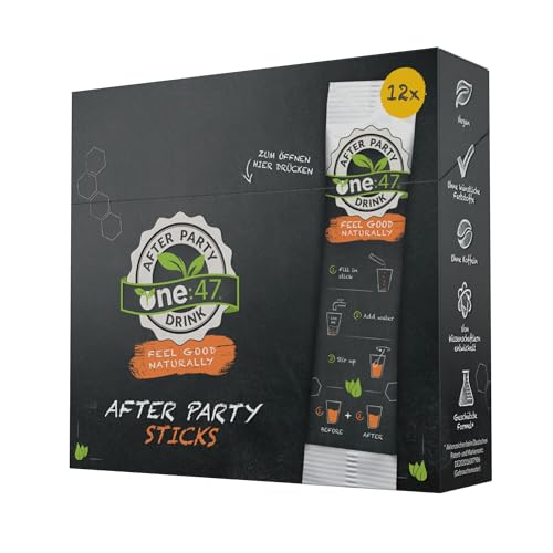 one:47® After Party Drink | 12 Sticks | Basisches Elektrolyte Getränk mit hochkonzentrierten Pflanzenextrakten  Vitaminen & Mineralstoffen | Rehydration & Fitter sein