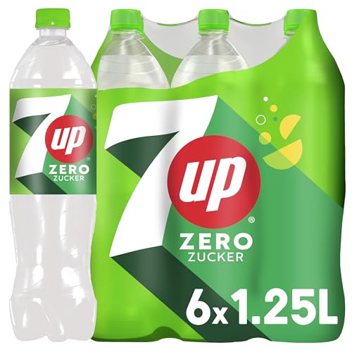 7UP Zero  Zuckerfreie Limonade mit Zitronen- und Limettengeschmack in Flaschen aus 100 Prozent recyceltem Material  EINWEG (6 x 1.25 l)