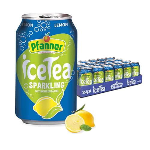 Pfanner Eistee Lemon - Sparkling Dose im Vorratspack – Kohlensäurehaltiger IceTea mit Zitronengeschmack - (24 x 0 33 l)