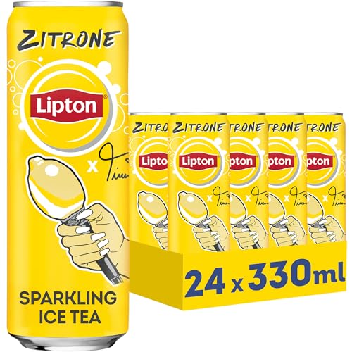 LIPTON ICE TEA x Twenty4Tim Lemon  Eistee mit Kohlensäure und Zitronen Geschmack  EINWEG Dose (24 x 0.33 l) (Verpackungsdesign kann abweichen)