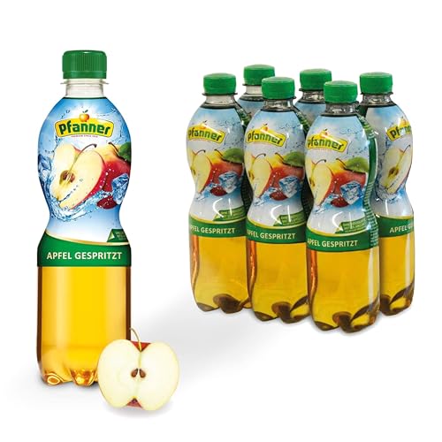 Pfanner Apfelschorle (6 x 0 5 l) – aus 55% Fruchtgehalt mit Kohlensäure - Fruchtgetränk ohne Zuckerzusatz - Schorle im Vorratspack