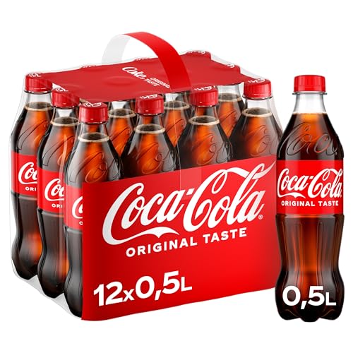 Coca-Cola Classic   Pure Erfrischung mit unverwechselbarem Coke Geschmack in stylischem Kultdesign   12 x 500 ml Einweg Flasche