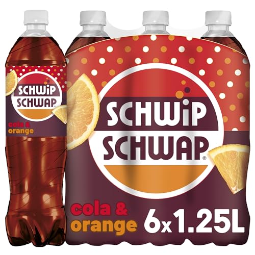 SCHWIPSCHWAP  Das Original – Koffeinhaltiges Cola-Erfrischungsgetränk mit Orange in Flaschen aus 100% recyceltem Material  EINWEG (6 x 1.25 l)