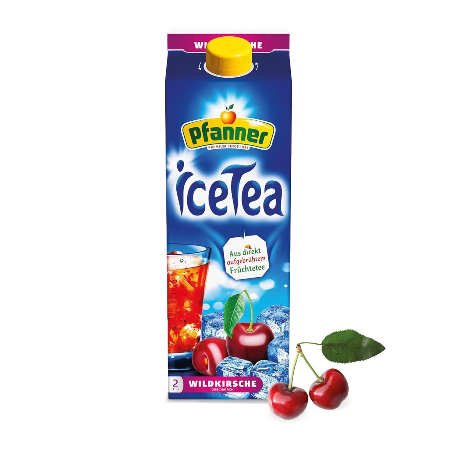 Pfanner IceTea Wild, Cherry, Directly Brewed Black Tea Varieties Combined with Cherry Juice (1 x 2 L)